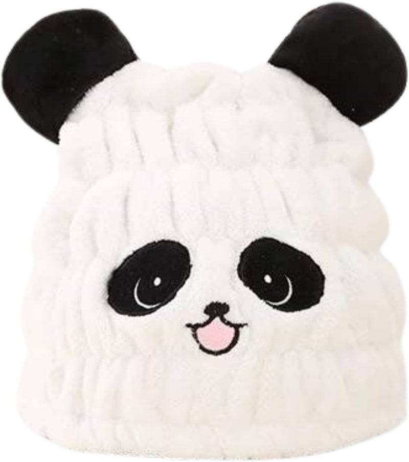 LCBD غطاء شعر ميكروفايبر للأطفال، قبعة باندا لتجفيف الشعر، منشفة امتصاص سريعة للبنات والأولاد، قبعة خفيفة الوزن ومرنة لربط الشعر الرطب - Image 1